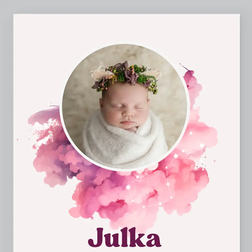 Metryczka Dziecka: Znak Zodiaku Dziewczynka - Wydruk Obramowany - Image 2