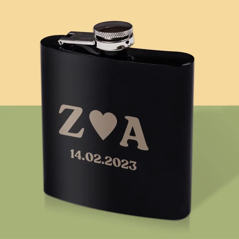 Monogram: Miłosne Inicjały z Datą - Personalizowana Piersiówka - Image 3