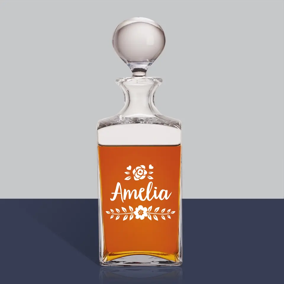 Monogram: Imię Kwiatek - Karafka Do Whisky z Grawerem - Image 2
