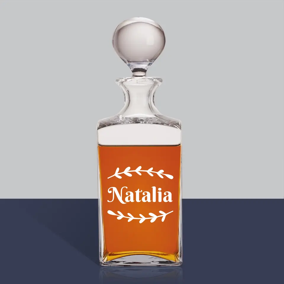 Monogram: Imię Listki - Karafka Do Whisky z Grawerem - Image 2