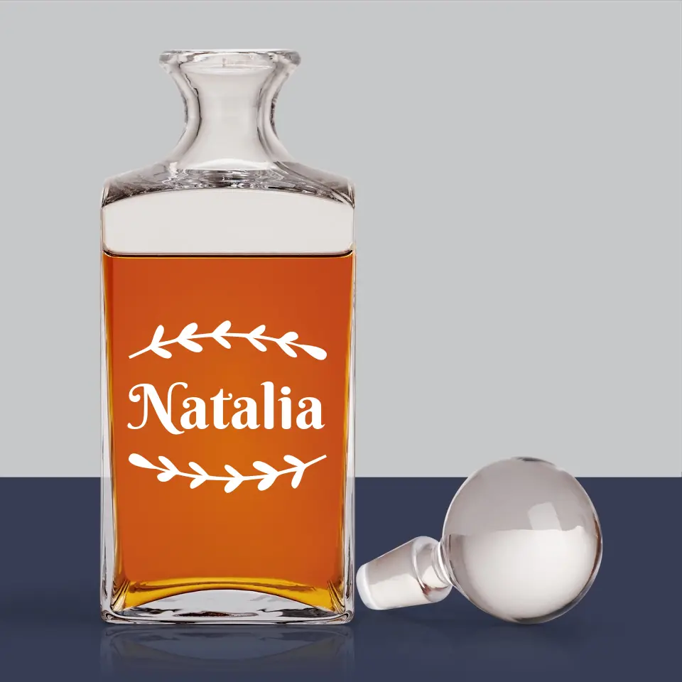 Monogram: Imię Listki - Karafka Do Whisky z Grawerem - Image 3