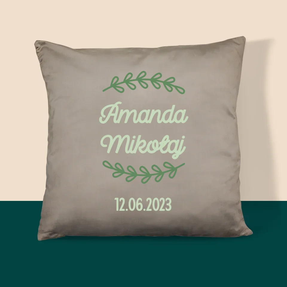 Monogram: Imiona Listki - Poduszka z Nadrukiem