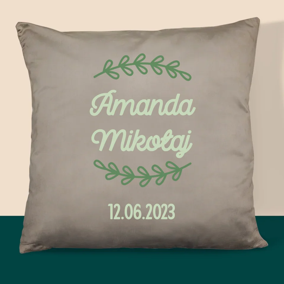 Monogram: Imiona Listki - Poduszka z Nadrukiem - Image 3