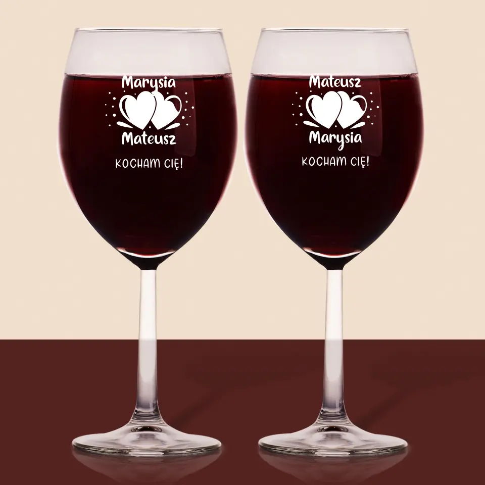 Monogram: Imiona Serca - Zestaw Kieliszków Do Wina