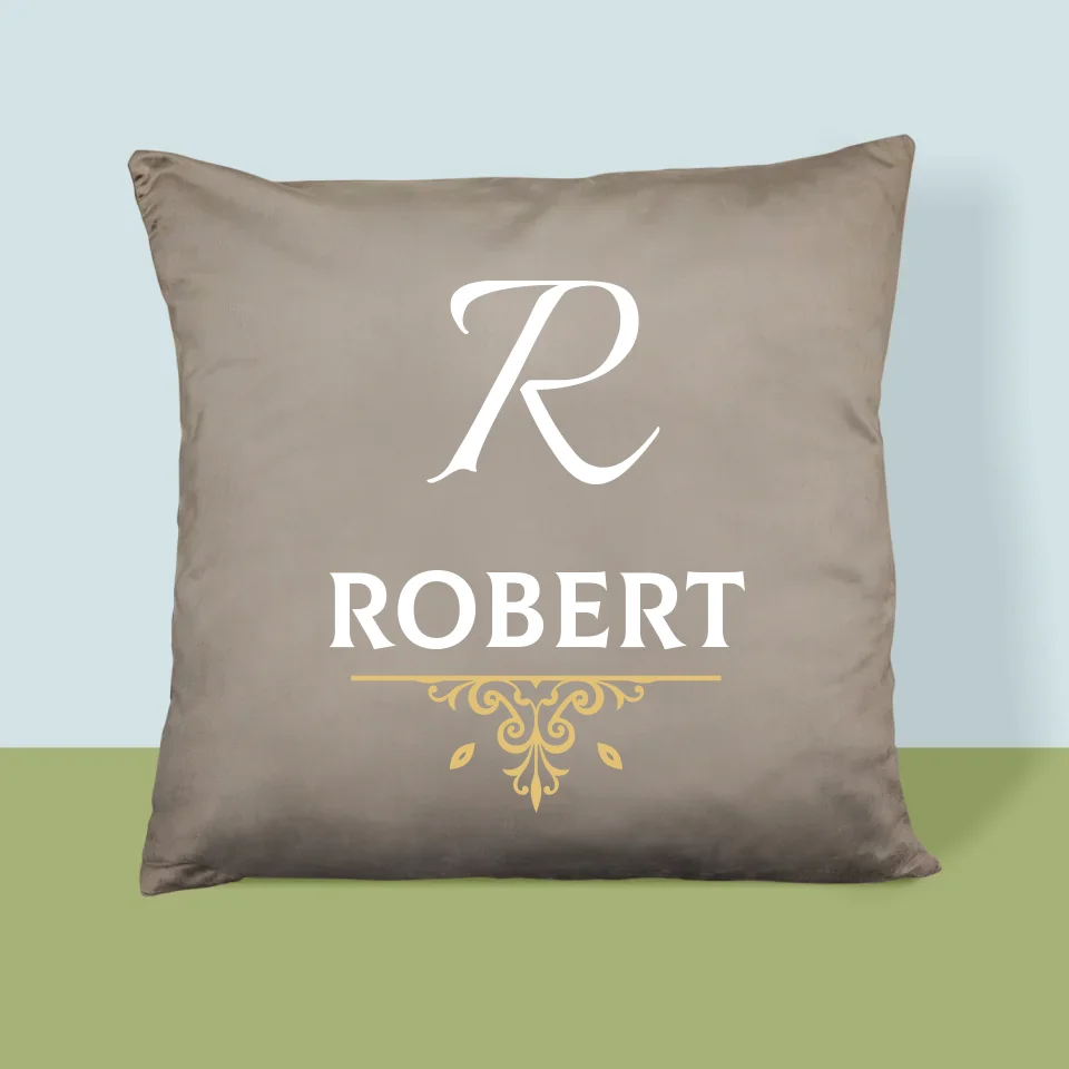 Monogram: Inicjał Elegant - Poduszka z Nadrukiem