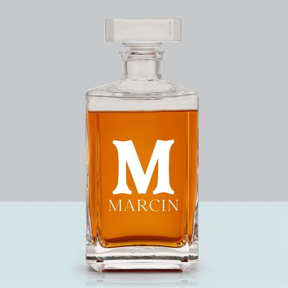 Monogram: Inicjał Imię Retro - Karafka Do Whisky z Grawerem - Image 6