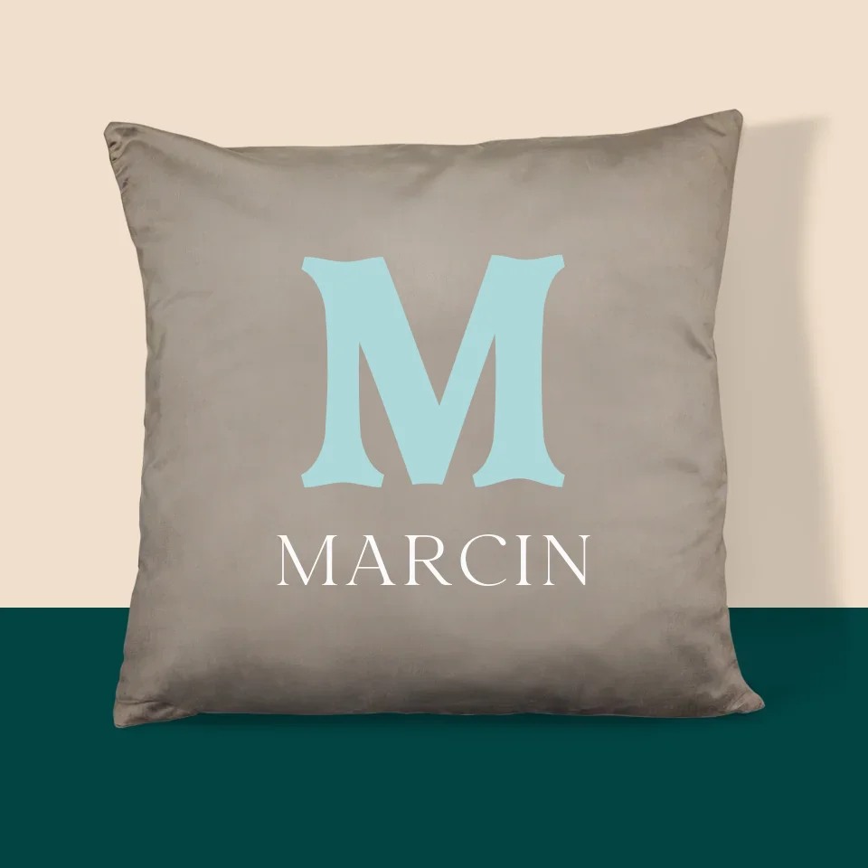 Monogram: Inicjał Imię Retro - Poduszka z Nadrukiem
