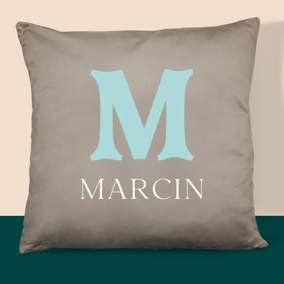 Monogram: Inicjał Imię Retro - Poduszka z Nadrukiem - Image 3