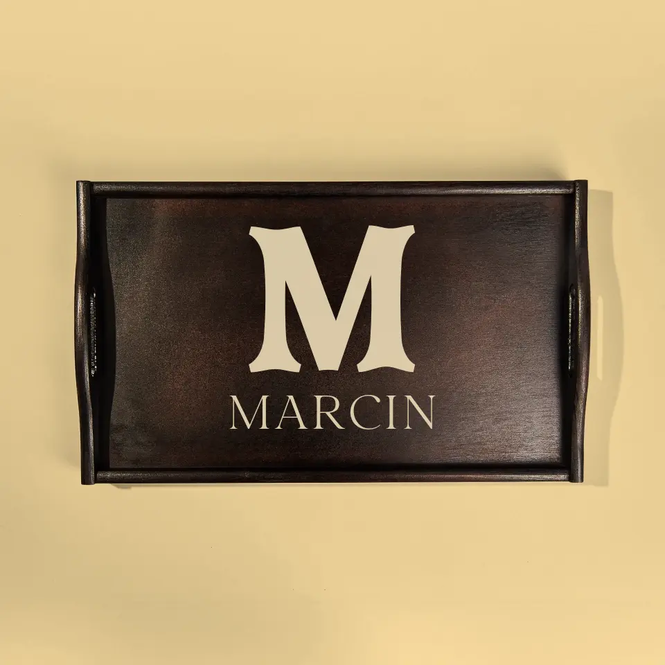 Monogram: Inicjał Imię Retro - Taca Śniadaniowa - Image 2
