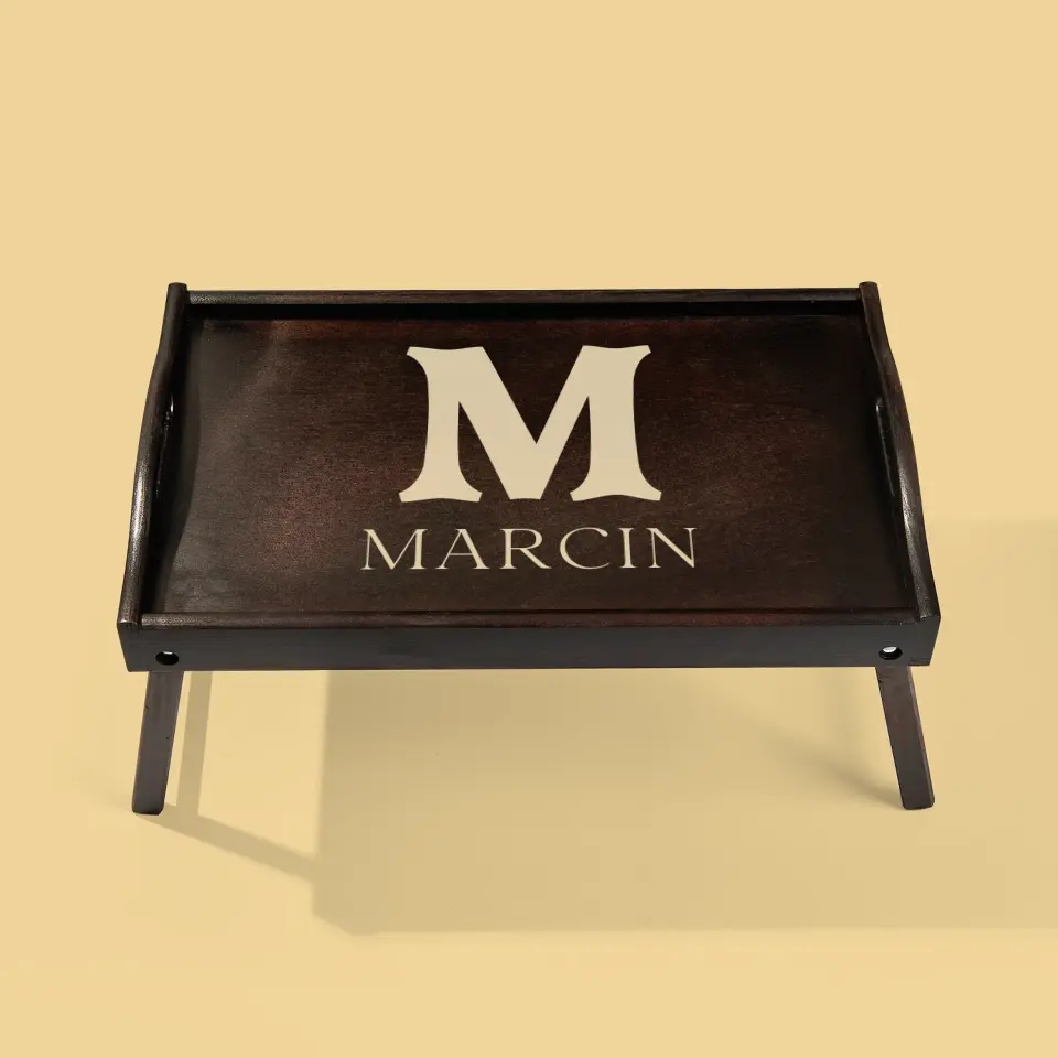 Monogram: Inicjał Imię Retro - Taca Śniadaniowa - Image 3