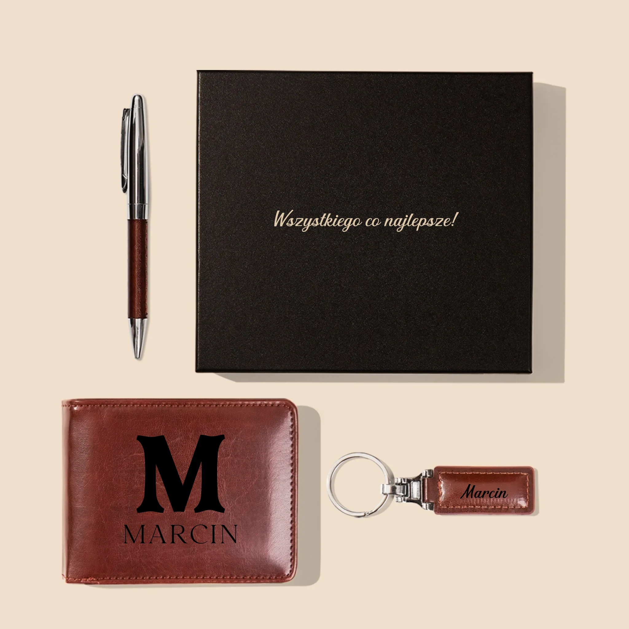 Monogram: Inicjał Imię Retro - Zestaw z Portfelem - Image 4