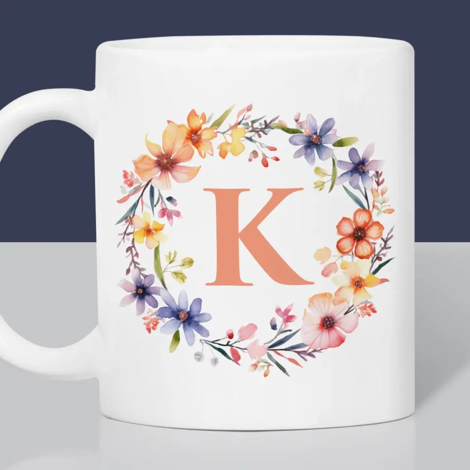 Monogram: Inicjał Polne Kwiaty - Kubek z Nadrukiem - Image 2