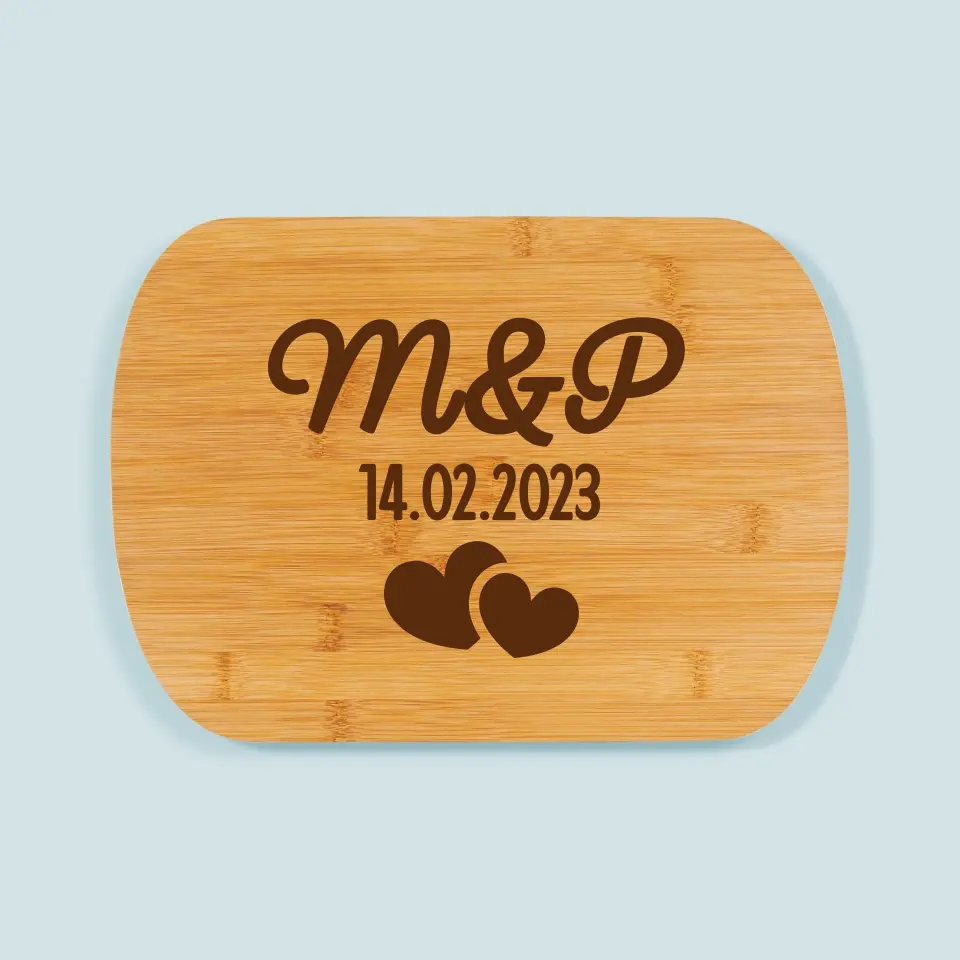 Monogram: Inicjały Serca - Deska Kuchenna z Grawerem
