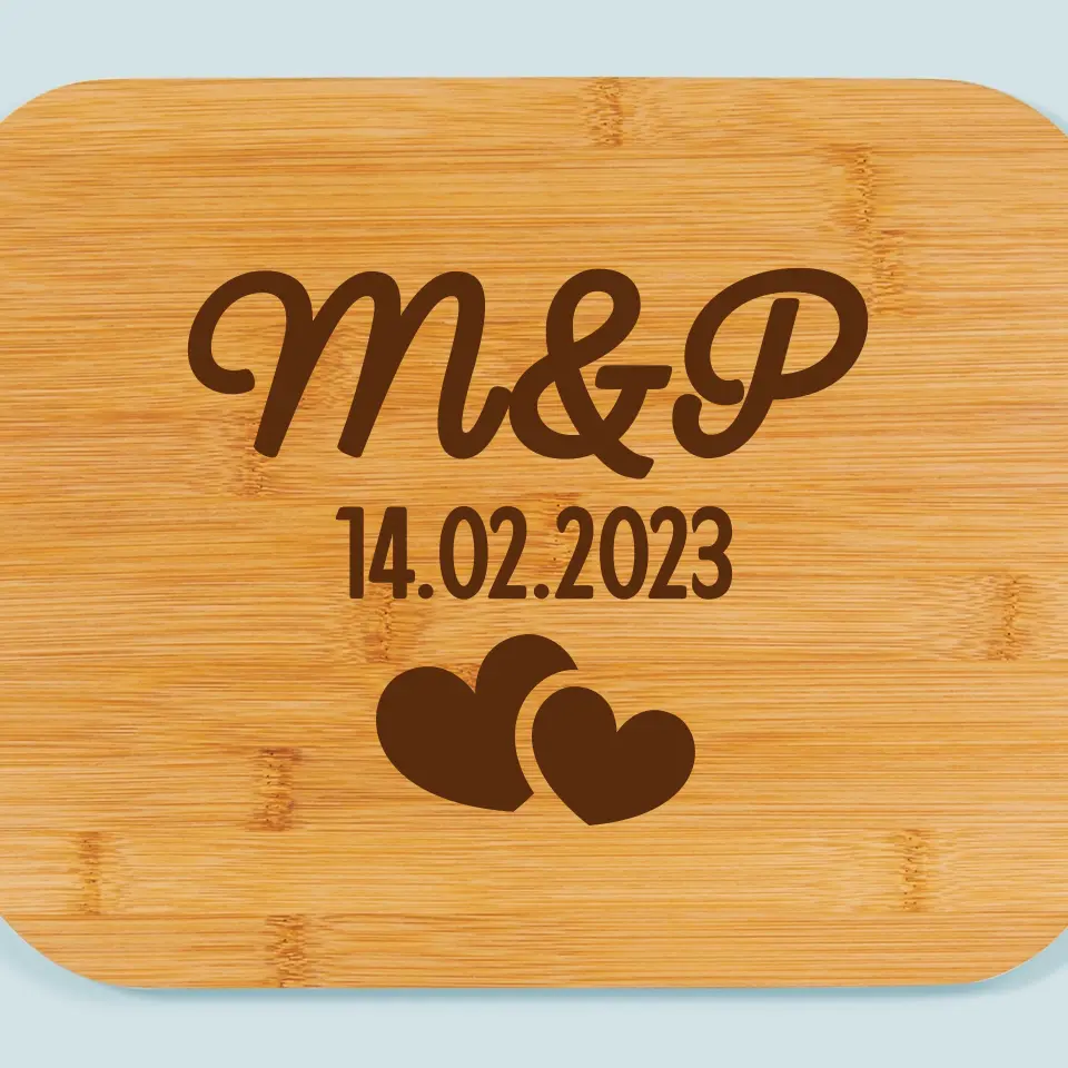 Monogram: Inicjały Serca - Deska Kuchenna z Grawerem - Image 2