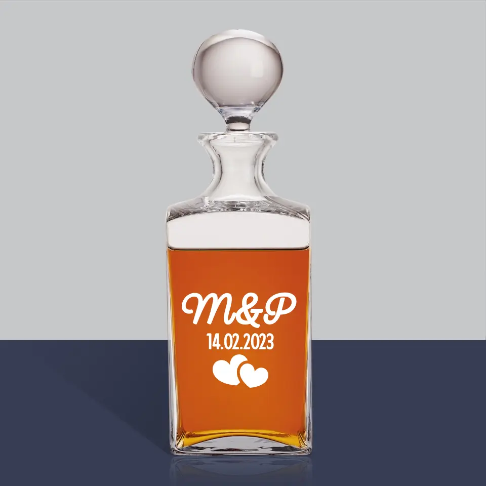 Monogram: Inicjały Serca - Karafka Do Whisky z Grawerem - Image 2