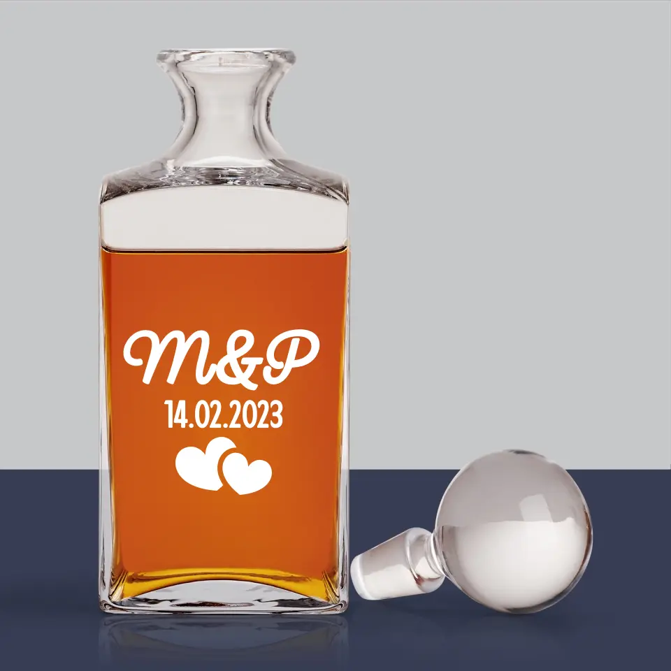 Monogram: Inicjały Serca - Karafka Do Whisky z Grawerem - Image 3