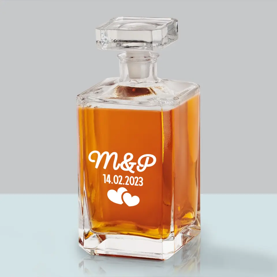 Monogram: Inicjały Serca - Karafka Do Whisky z Grawerem - Image 5