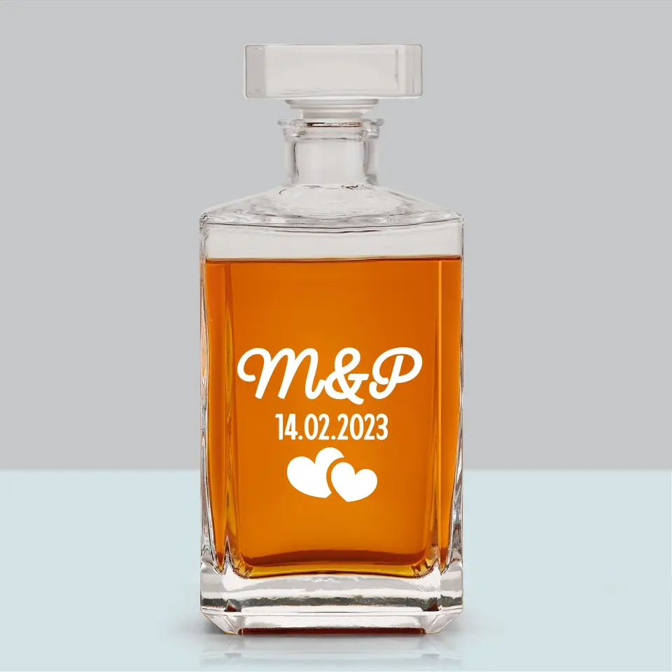Monogram: Inicjały Serca - Karafka Do Whisky z Grawerem - Image 6