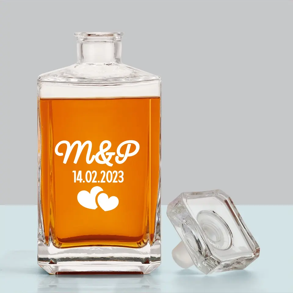 Monogram: Inicjały Serca - Karafka Do Whisky z Grawerem - Image 7