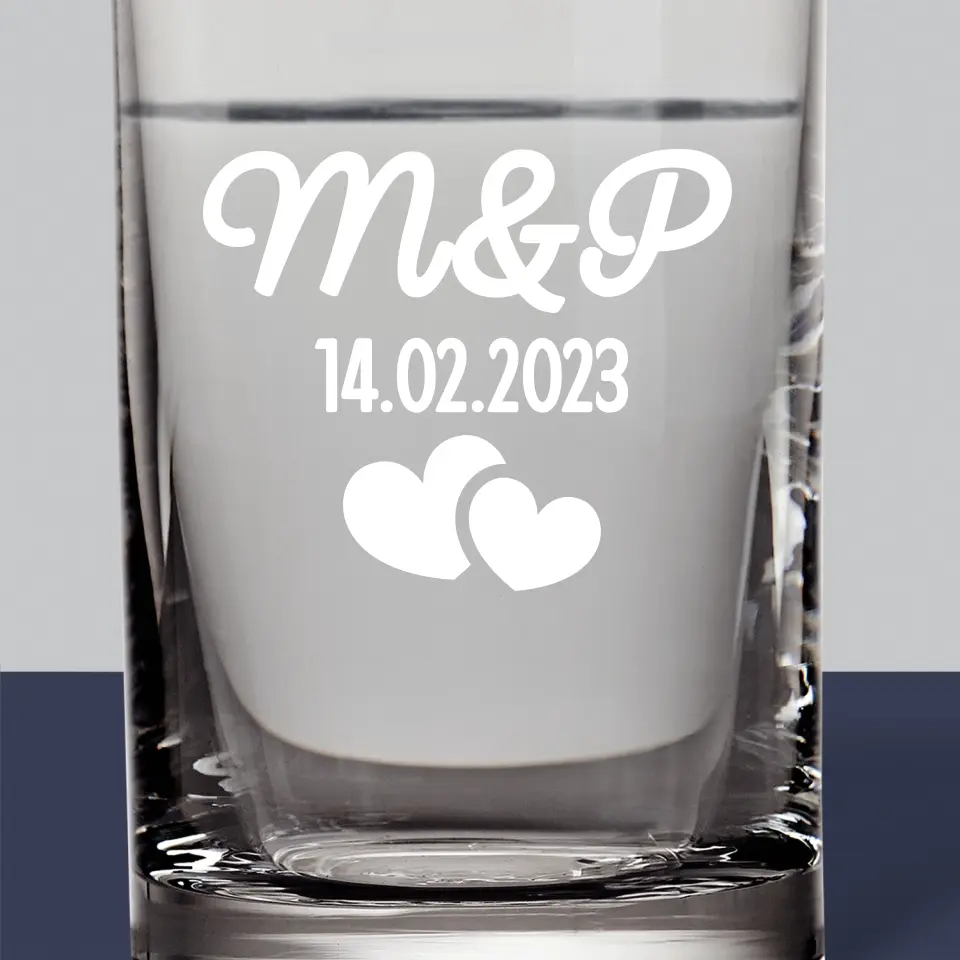 Monogram: Inicjały Serca - Kieliszek Do Wódki - Image 2
