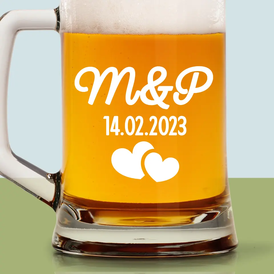Monogram: Inicjały Serca - Kufel Do Piwa - Image 2