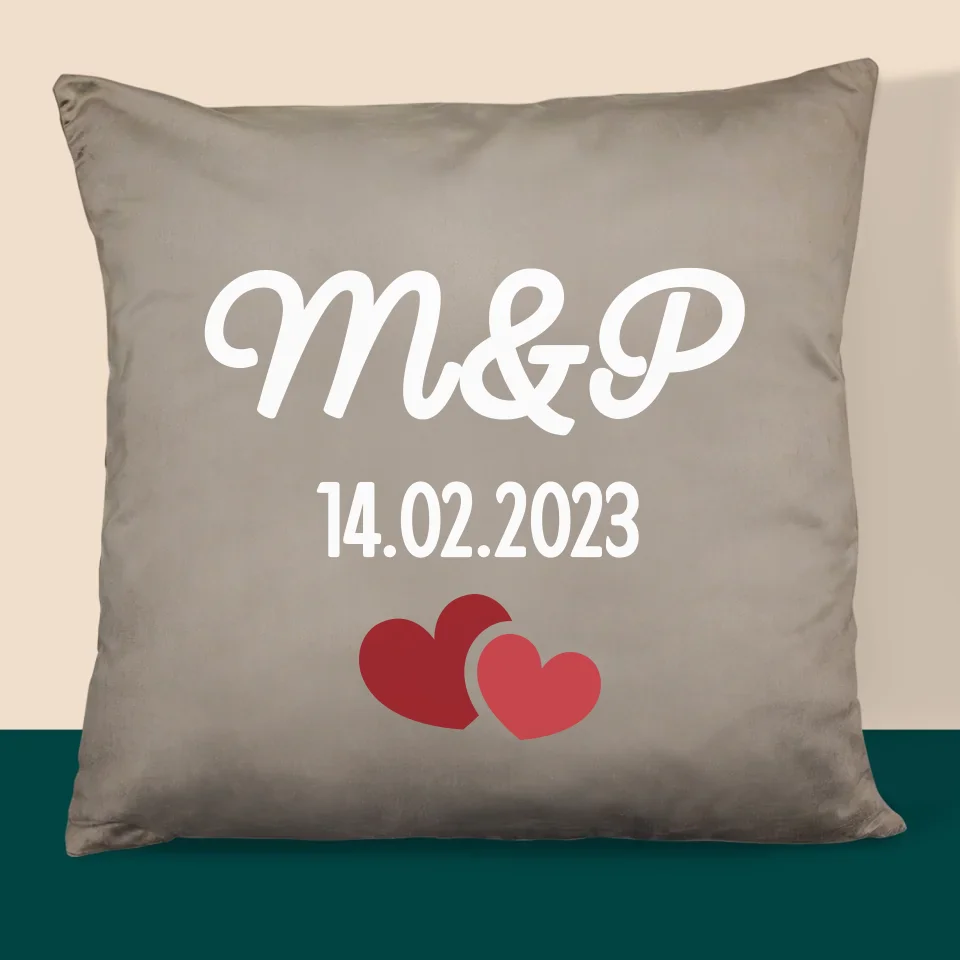 Monogram: Inicjały Serca - Poduszka z Nadrukiem - Image 3