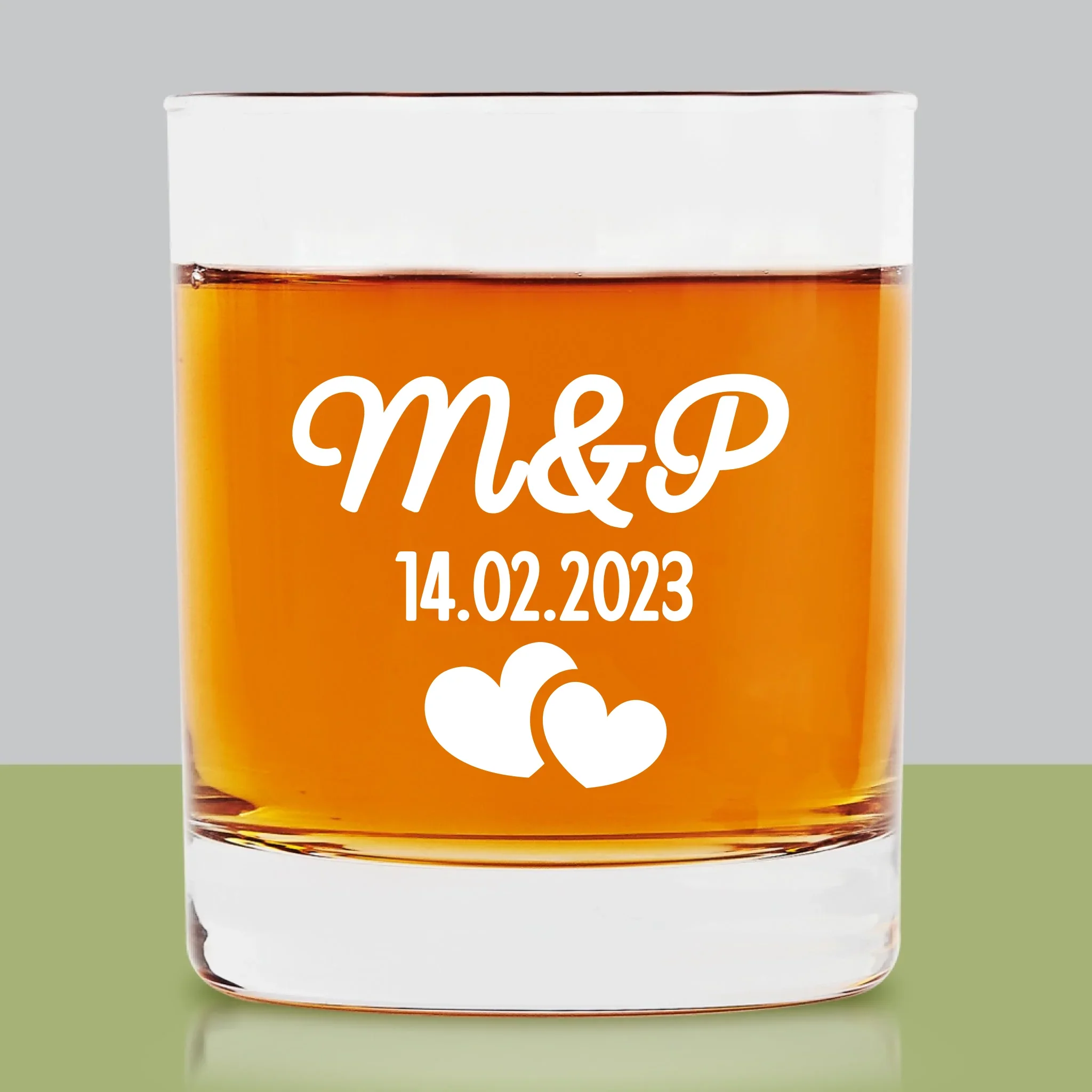 Monogram: Inicjały Serca - Szklanka Do Whisky