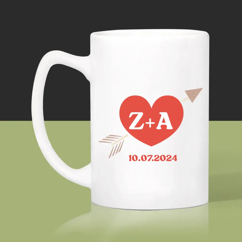 Monogram: Inicjały Serca Ze Strzałą - Kubek z Nadrukiem - Image 5
