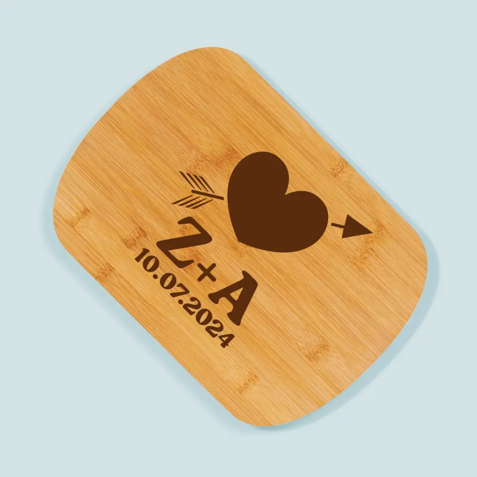 Monogram: Inicjały Serce Ze Strzałą - Deska Kuchenna z Grawerem - Image 3