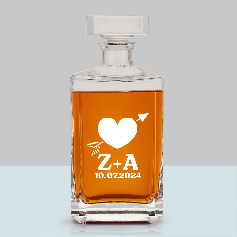 Monogram: Inicjały Serce Ze Strzałą - Karafka Do Whisky z Grawerem - Image 6