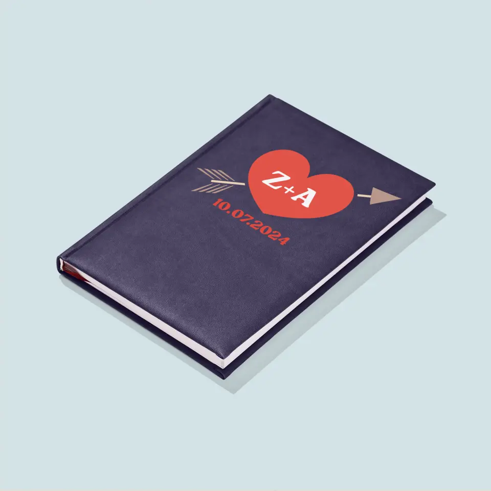 Monogram: Inicjały Serce Ze Strzałą - Notes Książkowy z Nadrukiem - Image 4