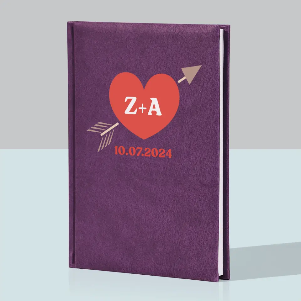Monogram: Inicjały Serce Ze Strzałą - Notes Książkowy z Nadrukiem - Image 5