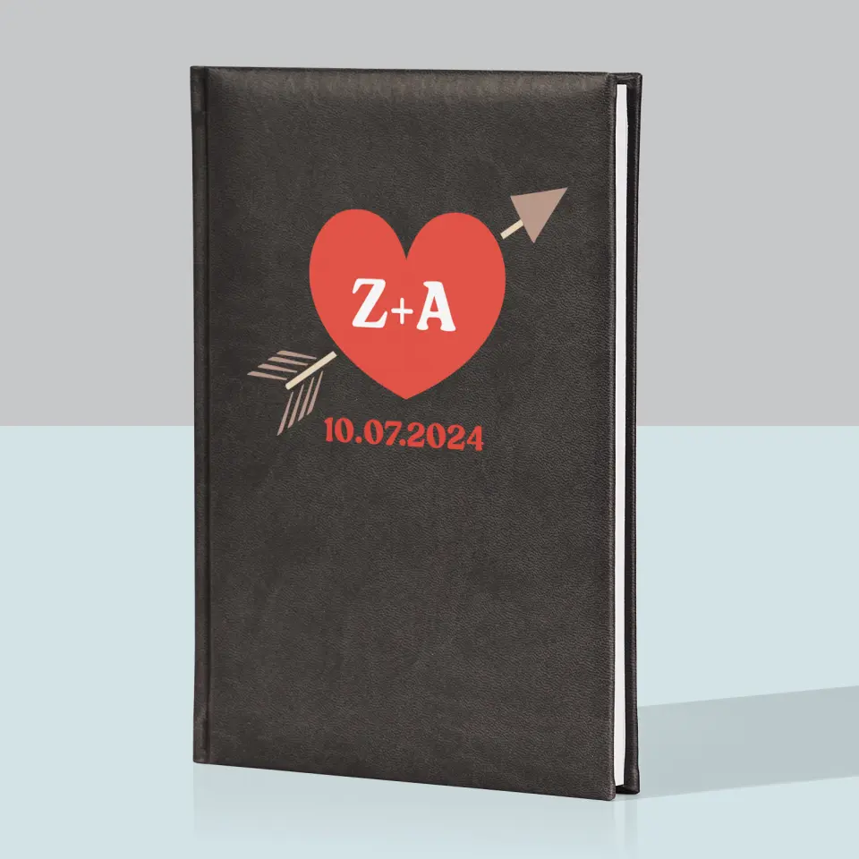 Monogram: Inicjały Serce Ze Strzałą - Notes Książkowy z Nadrukiem - Image 6