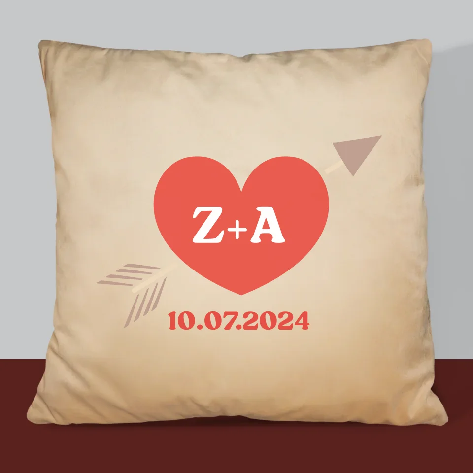 Monogram: Inicjały Serce Ze Strzałą - Poduszka z Nadrukiem - Image 6
