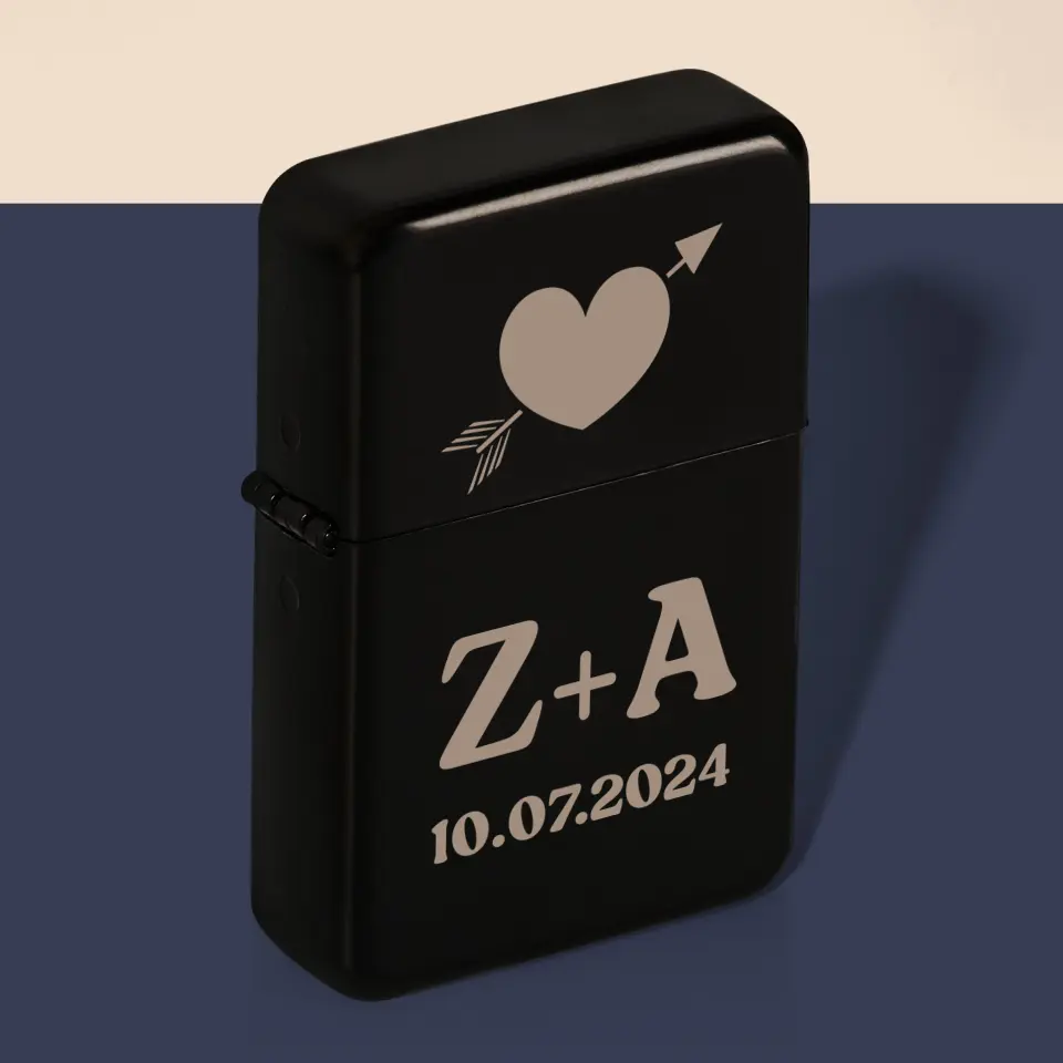 Monogram: Inicjały Serce Ze Strzałą - Zapalniczka z Grawerem - Image 3