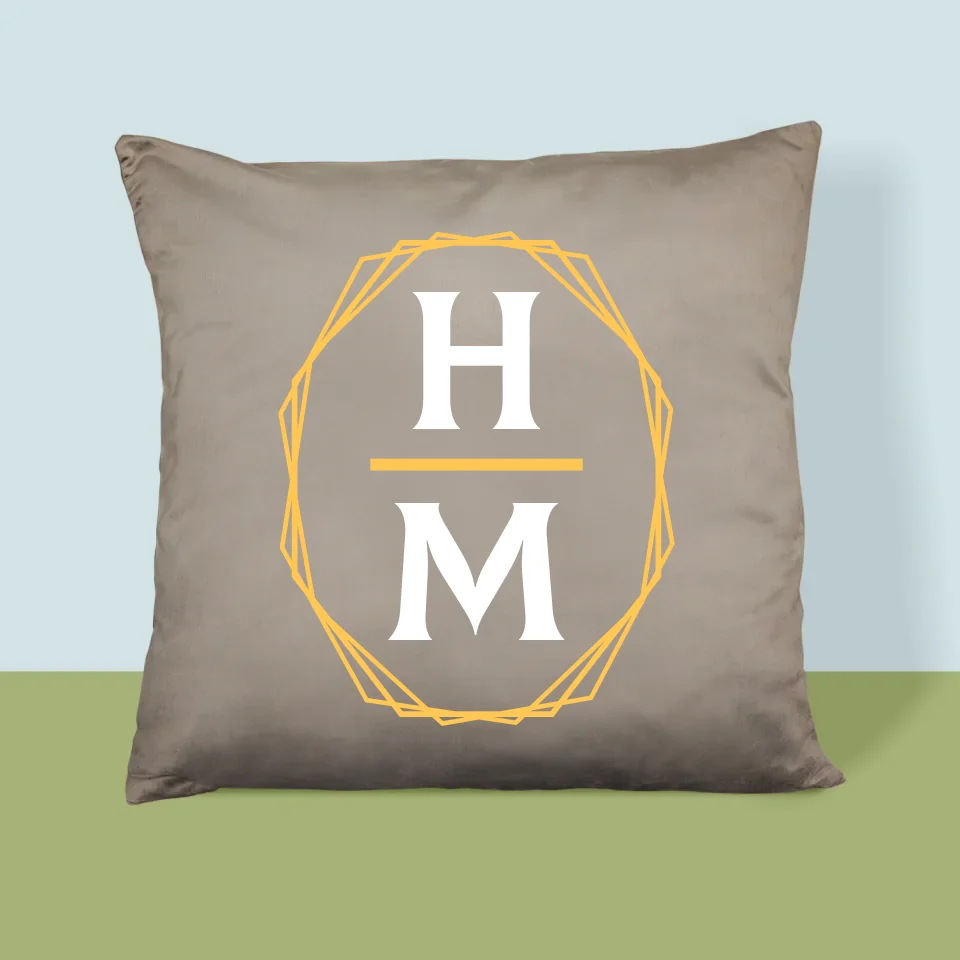 Monogram: Inicjały w Ramce - Poduszka z Nadrukiem
