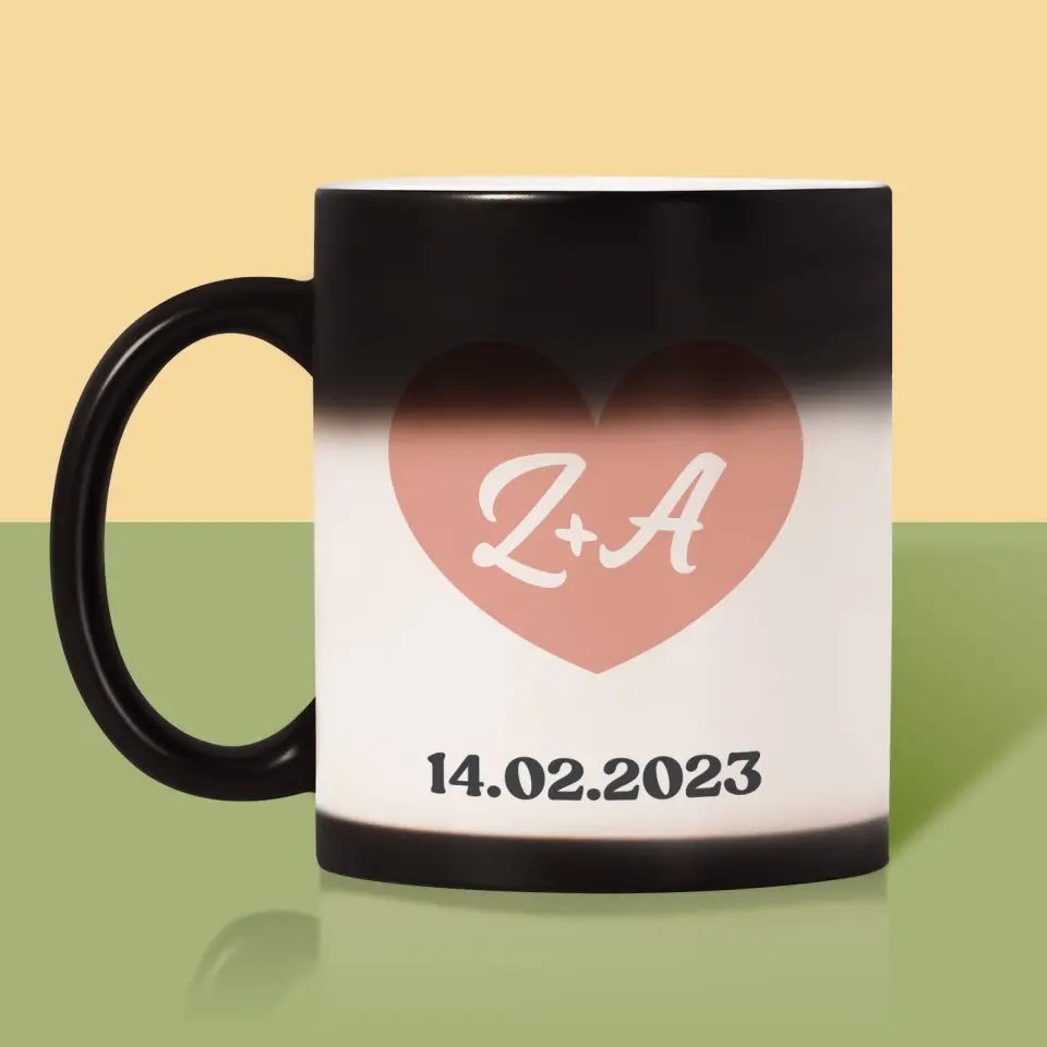 Monogram: Inicjały w Sercu + Data - Kubek z Nadrukiem - Image 11