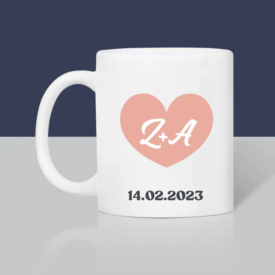 Monogram: Inicjały w Sercu + Data - Kubek z Nadrukiem - Image 4