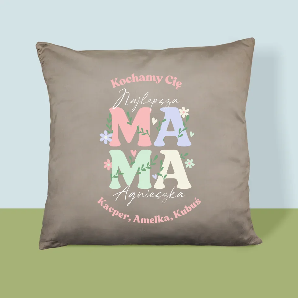 Monogram: Mama Listki - Poduszka z Nadrukiem