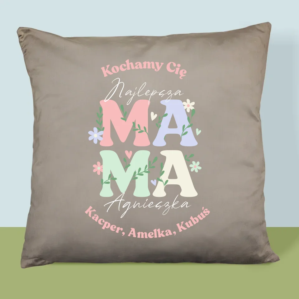 Monogram: Mama Listki - Poduszka z Nadrukiem - Image 3