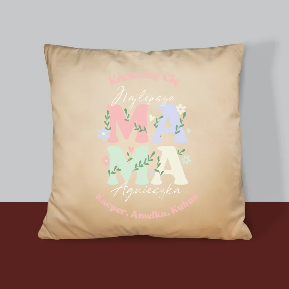 Monogram: Mama Listki - Poduszka z Nadrukiem - Image 4
