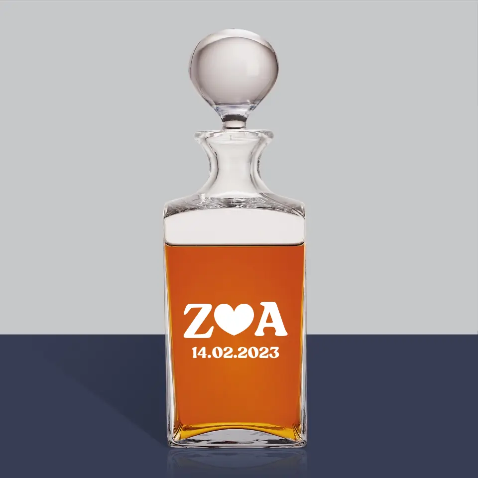 Monogram: Miłosne Inicjały z Datą - Karafka Do Whisky z Grawerem - Image 2
