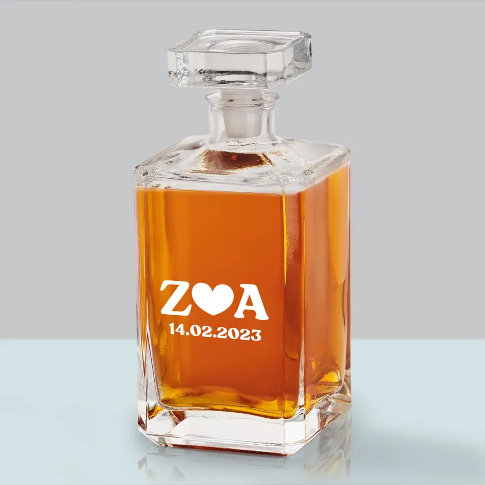 Monogram: Miłosne Inicjały z Datą - Karafka Do Whisky z Grawerem - Image 5