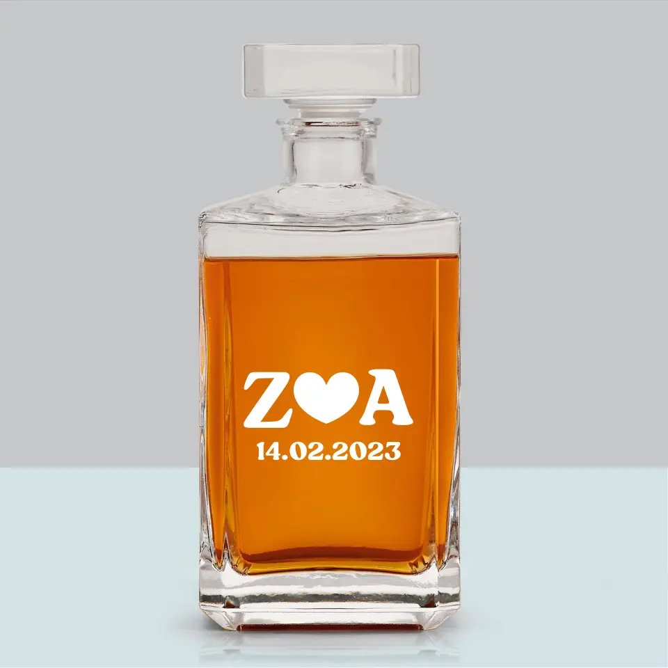 Monogram: Miłosne Inicjały z Datą - Karafka Do Whisky z Grawerem - Image 6