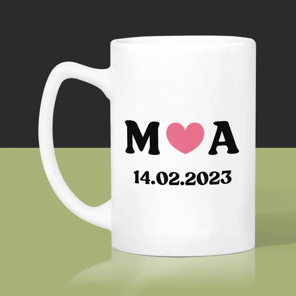 Monogram: Miłosne Inicjały z Datą - Kubek z Nadrukiem - Image 3