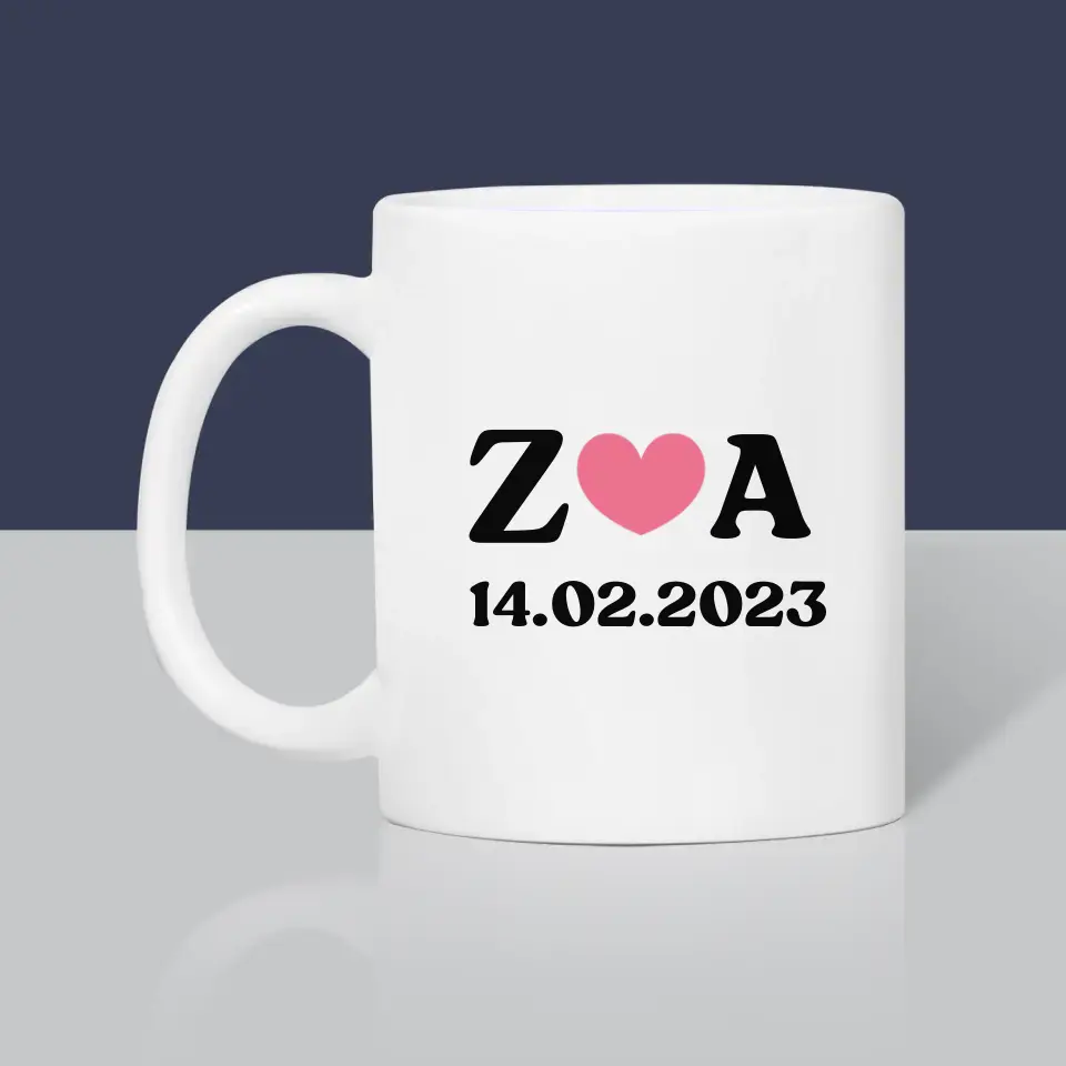 Monogram: Miłosne Inicjały z Datą - Kubek z Nadrukiem - Image 4