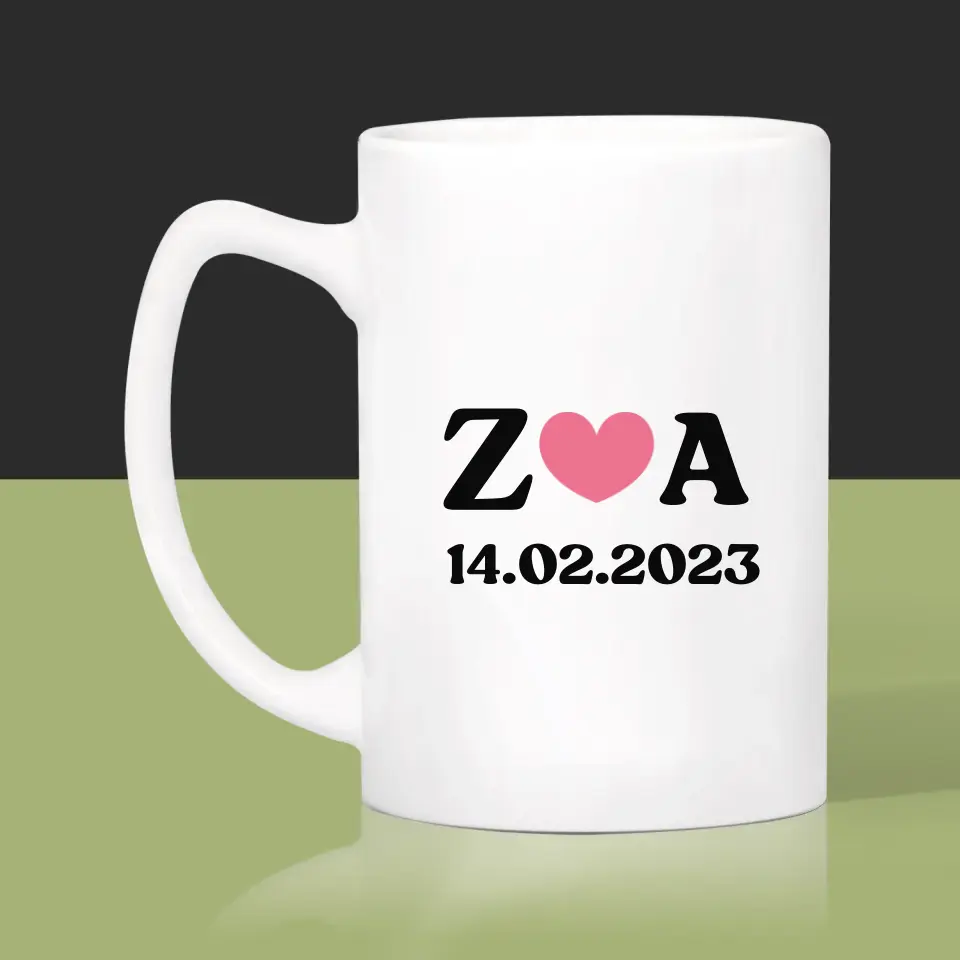 Monogram: Miłosne Inicjały z Datą - Kubek z Nadrukiem - Image 5