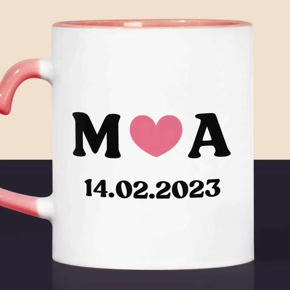 Monogram: Miłosne Inicjały z Datą - Kubek z Nadrukiem - Image 7