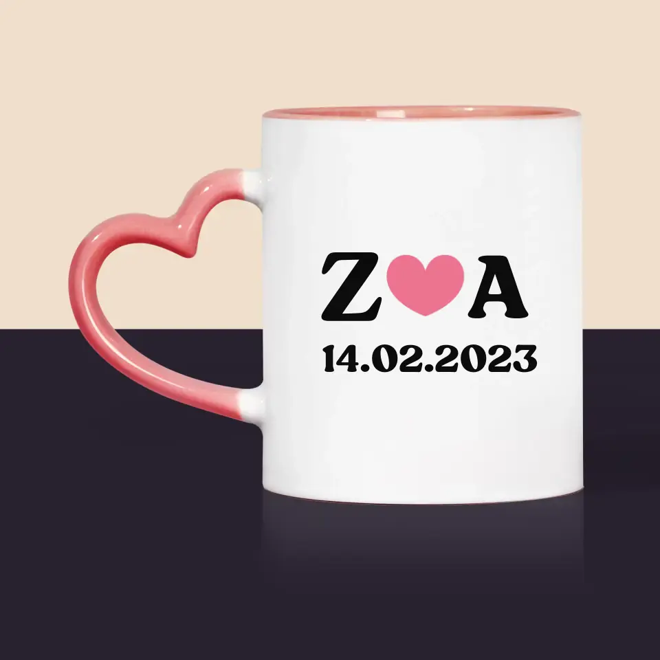 Monogram: Miłosne Inicjały z Datą - Kubek z Nadrukiem - Image 9