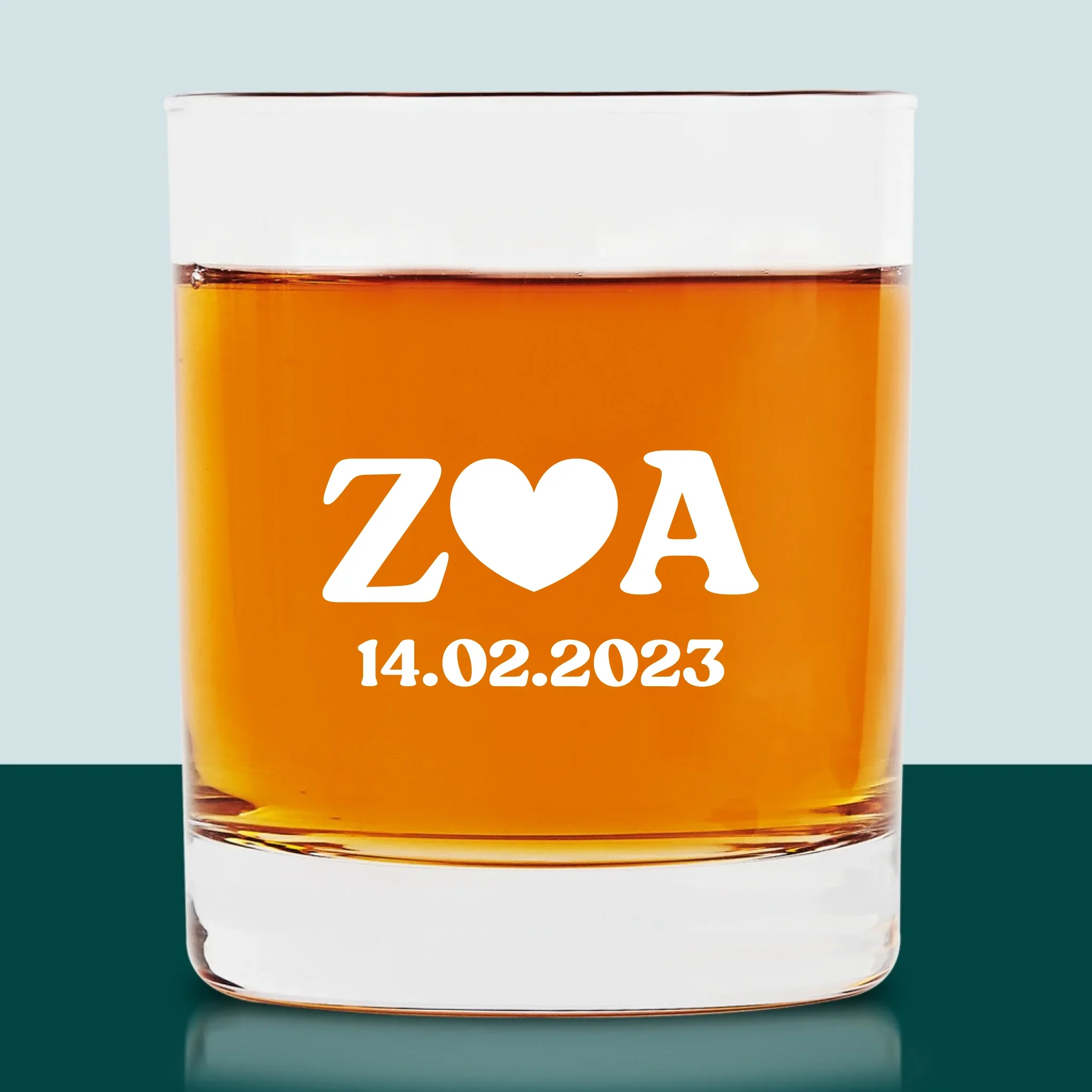 Monogram: Miłosne Inicjały z Datą - Szklanka Do Whisky